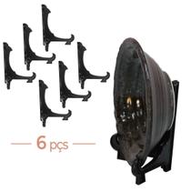 Kit Com 6 Peças Suporte Para Pratos e Azulejos Preto 12,5cm Kit Com 6 Peças Suporte Para Pratos e Azulejos Preto 12,5cm