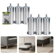 Kit Com 6 Pés 15cm Rosca Máquina 5 16 Alumínio Concreto Móveis Pesados Cama Box Estofados