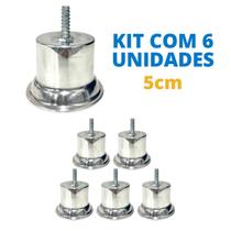 Kit Com 6 Pés 5cm Rosca Soberba Móveis Pesados Armário Cama Box Alumínio Concreto