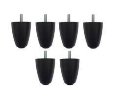 Kit com 6 Pés Para Cama Box Baú P70 Rosca 5/16 Preto