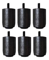 Kit com 6 Pés Para Cama Box ou Baú P63 Preto Madeira maciça