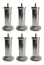 Kit com 6 Pés Para Cama Box ou Baú Plástico Ultra Resistente Varian Cromado 13cm Altura