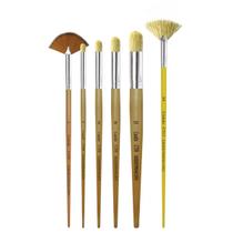 Kit Com 6 Pincéis Artísticos Para Pintura Em Efeitos e Stencil