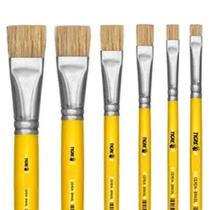 Kit Com 6 Pinceis Chato 815 Cerdas Naturais Pincel Tigre