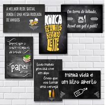 Kit Com 6 Placas Em Mdf - Frases De Boteco - R+ Adesivos