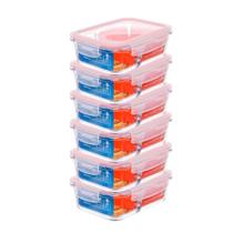Kit com 6 Potes de Vidro Herméticos 1,040L com Divisória Invicta