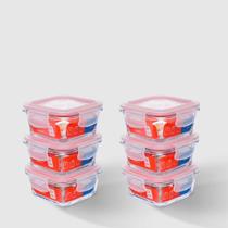 Kit com 6 Potes de Vidro Herméticos Quadrados 320ml Invicta