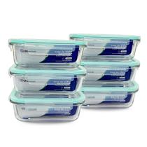 Kit com 6 Potes de Vidro Herméticos Urbantek 640ml Retangular Conserva Alimentos Frescos Kit com 6 Potes de Vidro Herméticos Urbantek 640ml Retangular Conserva Alimentos Frescos