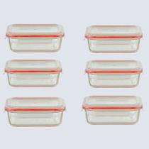 Kit com 6 Potes de Vidro Retangulares Herméticos Majestic 1040ml Kit com 6 Potes de Vidro Retangulares Herméticos Majestic 1040ml