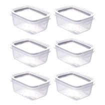 Kit com 6 Potes Herméticos com Travas 360ml Plasútil Cinza Organização Modular Cozinha Despensa