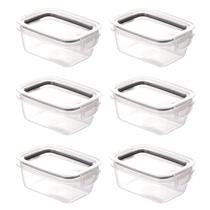 Kit com 6 Potes Herméticos com Travas 360ml Plasútil Preto Modular Comida Armazenamento Moderna