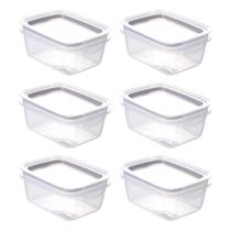 Kit com 6 Potes Herméticos com Travas 550ml Plasútil Cinza Vedação Modular Cozinha Despensa Comida Kit com 6 Potes Herméticos com Travas 550ml Plasútil Cinza Vedação Modular Cozinha Despensa Comida