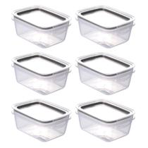 Kit com 6 Potes Herméticos com Travas 550ml Plasútil Preto Alimentos Modular Geladeira Moderno Útil Kit com 6 Potes Herméticos com Travas 550ml Plasútil Preto Alimentos Modular Geladeira Moderno Útil