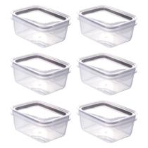 Kit com 6 Potes Herméticos com Travas 910ml Plasútil Preto Casa Empilhável Tampas Livre de BPA Kit com 6 Potes Herméticos com Travas 910ml Plasútil Preto Casa Empilhável Tampas Livre de BPA