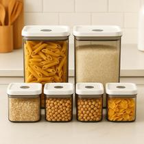 Kit com 6 Potes Herméticos Empilháveis Porta Mantimentos para Cozinha Organização e Conservação Westing by BSMIX