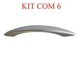 Kit Com 6 Puxador Alça 128mm Fenix Prata - 26088