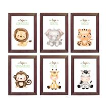 Kit com 6 Quadros Decorativos Animais Safari Baby