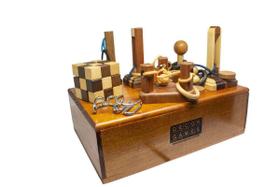 Kit com 6 Quebra Cabeças de madeira e metal