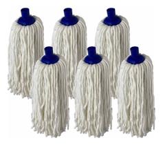 Kit Com 6 Refil Mop Esfregão Algodão Alta Absorção Limpeza Kit Com 6 Refil Mop Esfregão Algodão Alta Absorção Limpeza