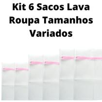 Kit Com 6 Sacos De Lava Roupa 30x40 + 40x50 + 50x60