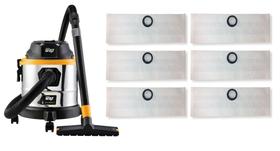 Kit com 6 sacos descartaveis aspirador de pó wap inox 15l