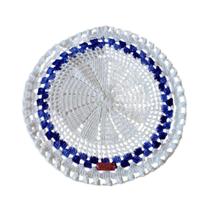 Kit Com 6 Sousplat Em Crochê Artesanal 33Cm Branco E Azul