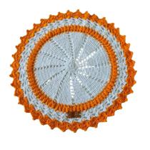 Kit com 6 Sousplat em Crochê Artesanal 34cm Branco e Laranja Kit com 6 Sousplat em Crochê Artesanal 34cm Branco e Laranja
