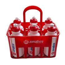 Kit Com 6 Squeezes Cesta Porta Garrafas Zona Livre 500ml