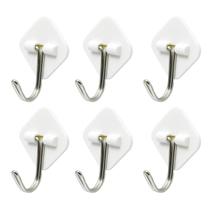 Kit Com 6 Suportes Ganchos Adesivo Dupla Face Branco Kit Com 6 Suportes Ganchos Adesivo Dupla Face Branco