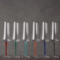 Kit com 6 Taças para Espumante em Cristal Sommelier 210ml Hastes Coloridas Kit com 6 Taças para Espumante em Cristal Sommelier 210ml Hastes Coloridas