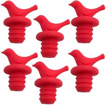 Kit com 6 Tampa Rolha De Silicone Formato Pássaro para Garrafas Vinho Espumante
