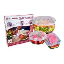 Kit Com 6 Tampas De Silicone Ajustável Para Potes Em Geral Sem BPA