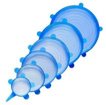 Kit Com 6 Tampas de Silicone Para Potes Protetor Alimentos Kit Com 6 Tampas de Silicone Para Potes Protetor Alimentos