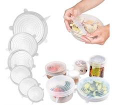 Kit com 6 Tampas de Silicone Universal - Conservação e Frescor para Seus Alimentos