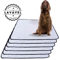 Kit com 6 Tapetes Adestradores de Alta Absorção 100x70 Branco com borda Preta - 200 Lavagens