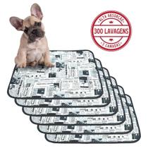 Kit com 6 Tapetinhos Alta Absorção para Pets 70x50 Jornal 3 Camadas - 300 Lavagens