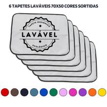 Kit com 6 Tapetinhos Alta Absorção para Pets 70x50 Sortidos - 200 Lavagens Ecológico