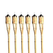 Kit Com 6 Tochas De Bambu Iluminação Decoração Tocha Luau