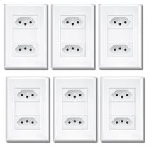 Kit Com 6 Tomadas Duplas Brancas 2p+t 10a/250v Evidence Fame