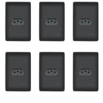 Kit Com 6 Tomadas Preta 2p+t 10a 250v Habitat Black - Fame Kit Com 6 Tomadas Preta 2p+t 10a 250v Habitat Black - Fame