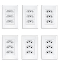 Kit Com 6 Tomadas Tripla Padrão 2P+T 10A Com Placa Evidence - Fame Kit Com 6 Tomadas Tripla Padrão 2P+T 10A Com Placa Evidence - Fame