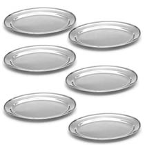 Kit Com 6 Travessas Inox Oval Rasa 29cm Para Porções