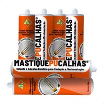 Kit com 6 Tubos Mastique Pu Veda Calhas e Rufos Cinza 400g