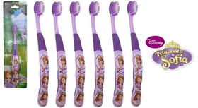 Kit com 6 Unidades da Escova Dental Infantil com Cerdas Macias - Princesinha Sofia