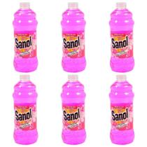 Kit com 6 unidades de desinfetante Sanol floral 2 litros