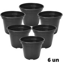 Kit Com 6 Vasos Para Plantio P11 450 Ml Preto Injeplastec