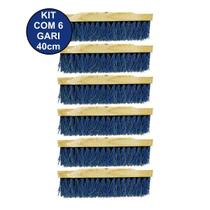 Kit Com 6 Vassoura Escovão Gari Nylon Duro 40Cm Sem Cabo