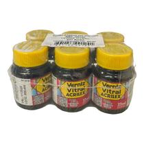 Kit com 6 Verniz Vitral Rosa 537 Acrilex 37ml Vidro