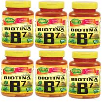 Kit com 6 Vitaminas B7 Biotina 500mg 60 cápsulas Unilife Original