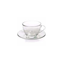 Kit com 6 xícara para chá com pires de vidro 240ml - MARILAR